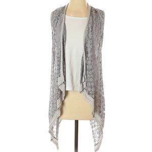 Monoreno sheer sleeveless floral lace cardigan sweater